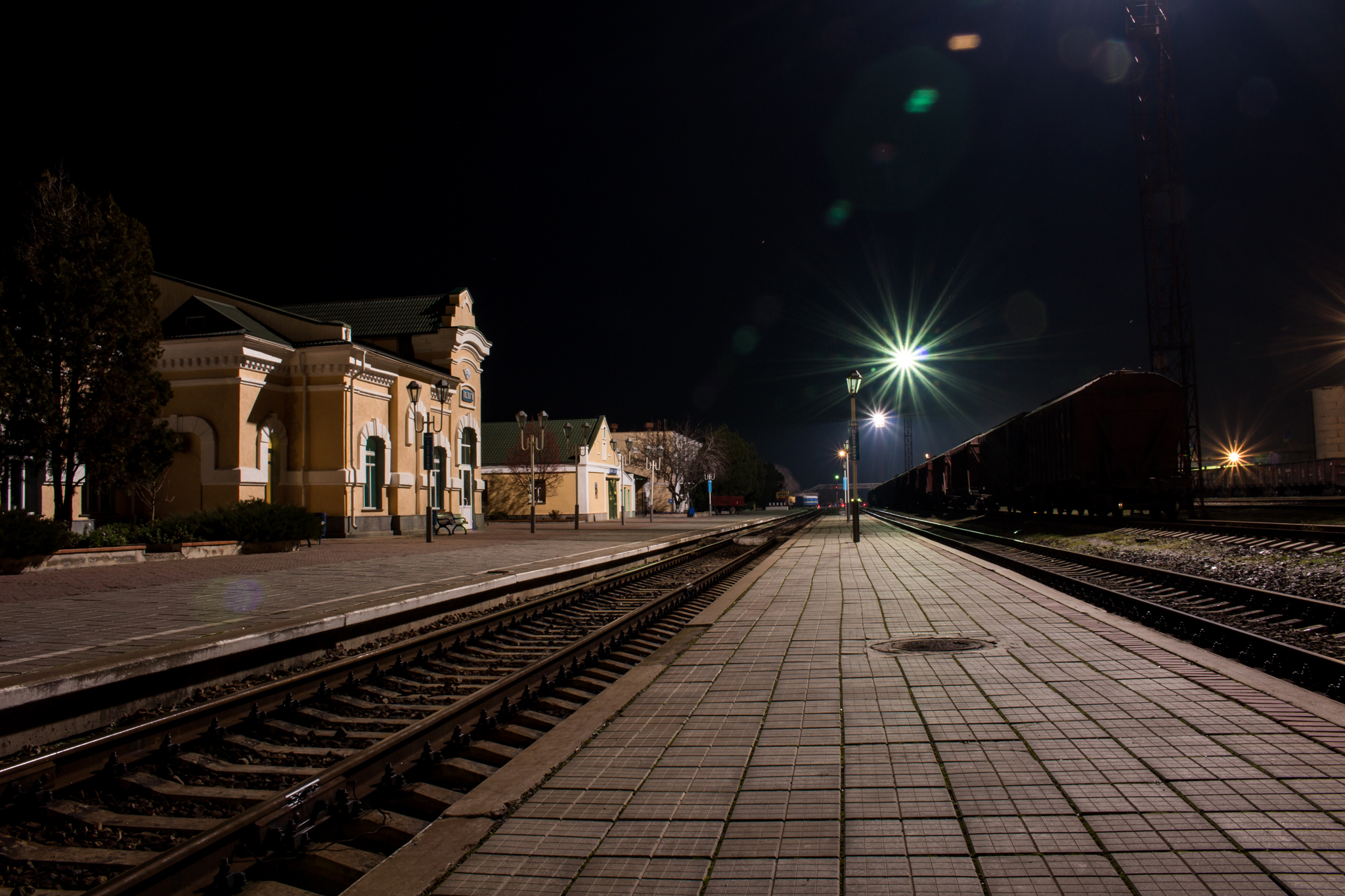 Ночной город горячий ключ ЖД вокзал