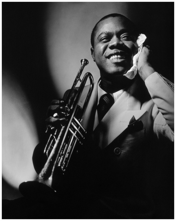 Jazz great Louis Armstrong with trumpet